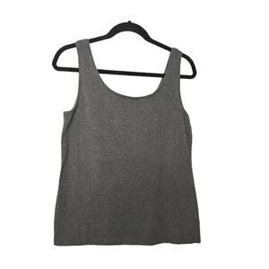 Talbots Women's Sleeveless Scoop Neck Cotton Stretch Knit Tank Top Size L Gray
